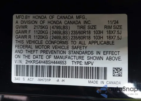 2025 Honda Cr-V Ex Awd z USA, uszkodzony, nr VIN 2HKRS4H48SH444653